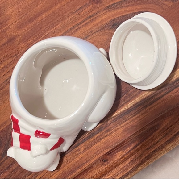 Magenta Ceramic Blushing Polar Bear Canister Jar White/Red - Picture 8 of 14